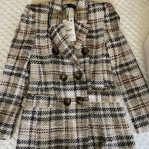 Zara Blazer size XS brown/black/tan plaid